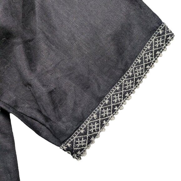 Style & Co. Black Linen Tunic with Cream Embroidery and Sequin Embellishments Si - Picture 6 of 6